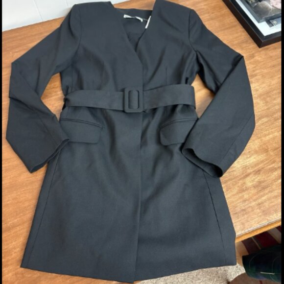 ABERCROMBIE & FITCH A&F MINI BELTED BLAZER BLACK DRESS NWOT $120 S - Picture 7 of 9